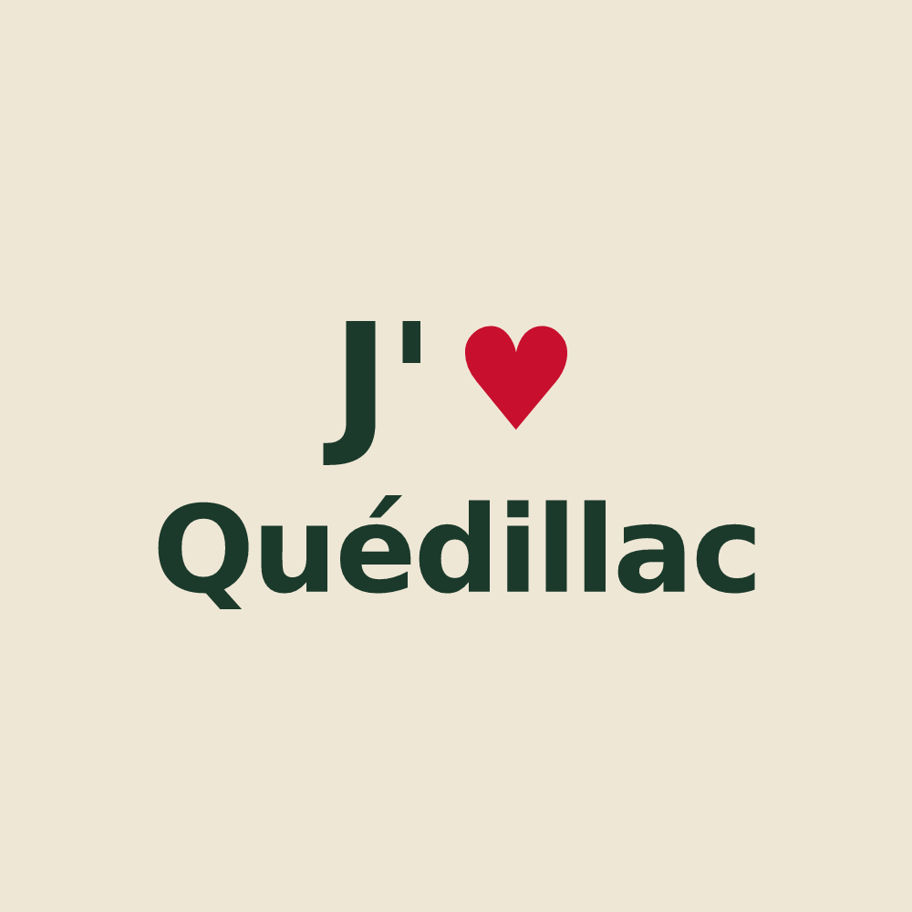 Tote bag personnalisé Quédillac — design J'aime Quédillac
