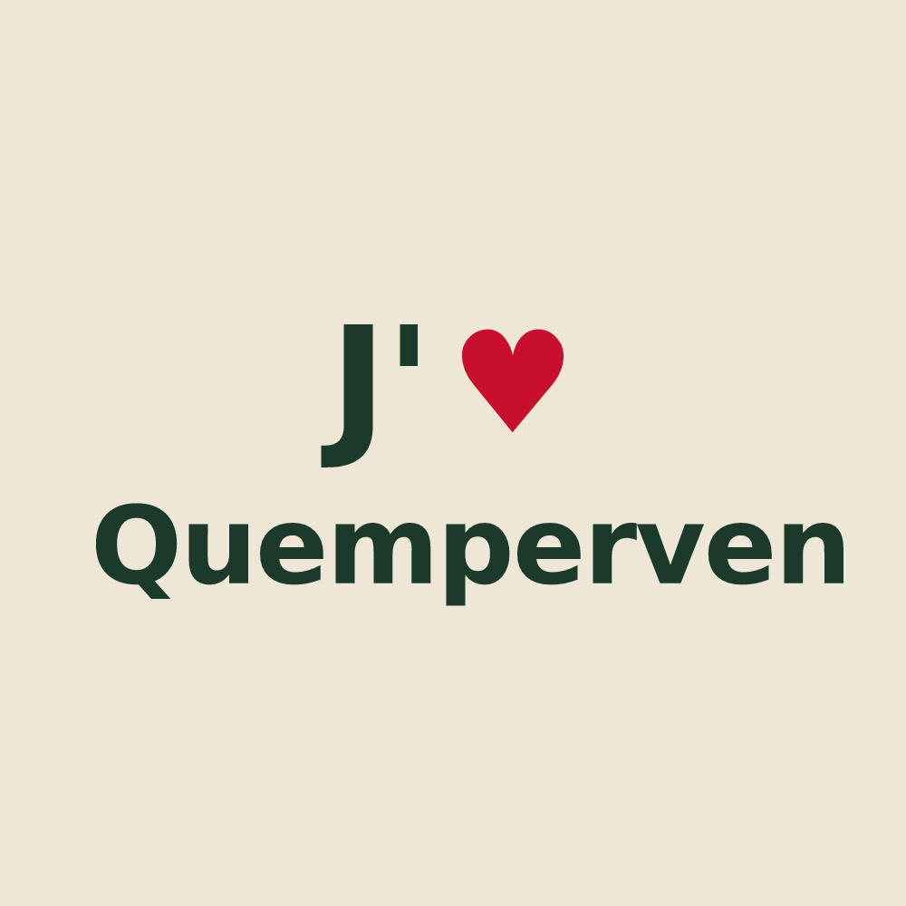 Tote bag personnalisé Quemperven — design J'aime Quemperven