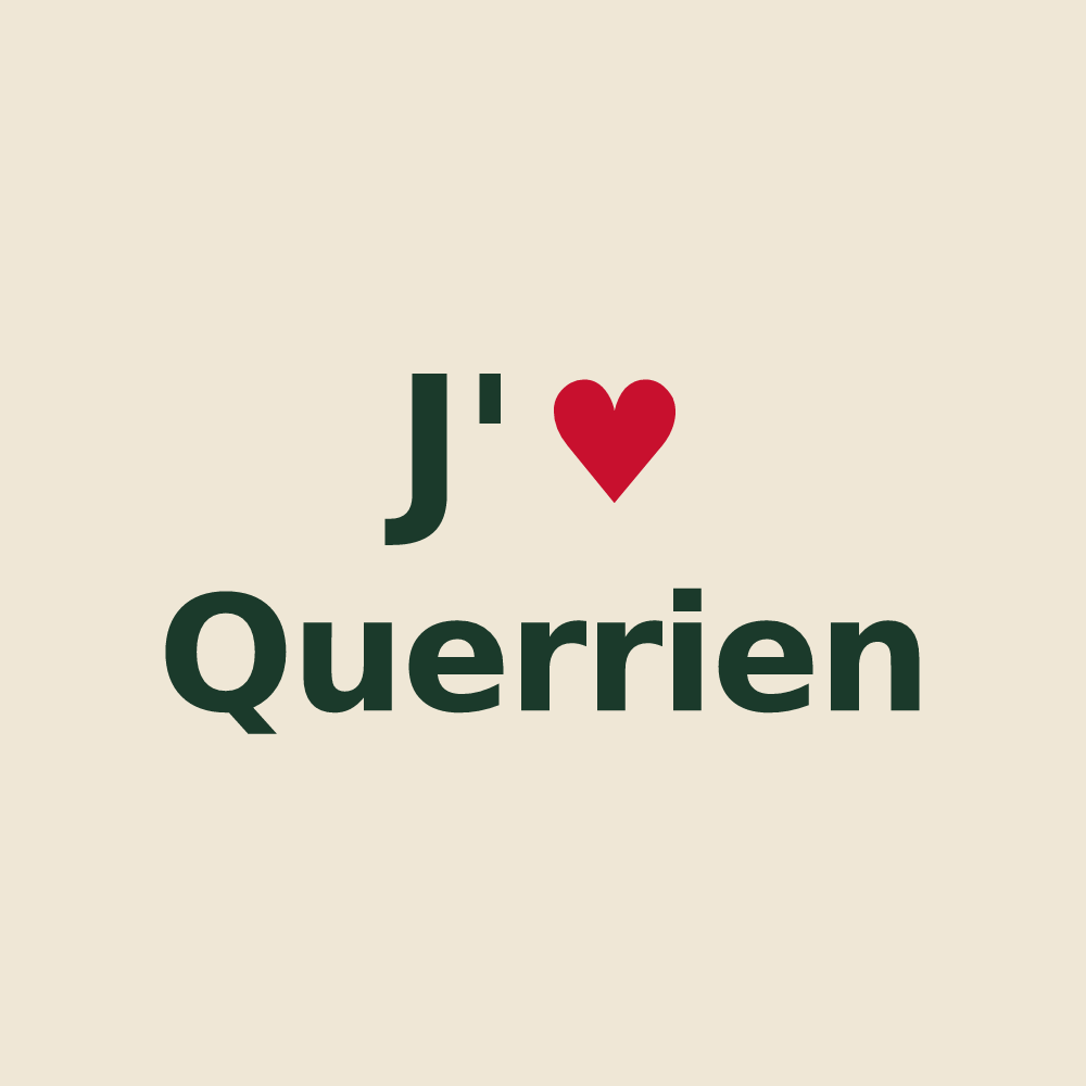 Tote bag personnalisé Querrien — design « J'aime Querrien » imprimé sur le tote bag