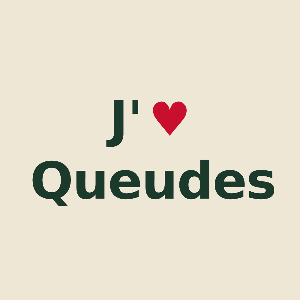 Tote bag personnalisé Queudes — design J'aime Queudes