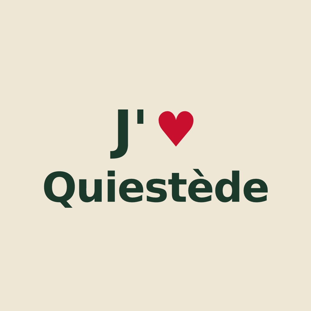 Tote bag personnalisé Quiestède — design J'aime Quiestède