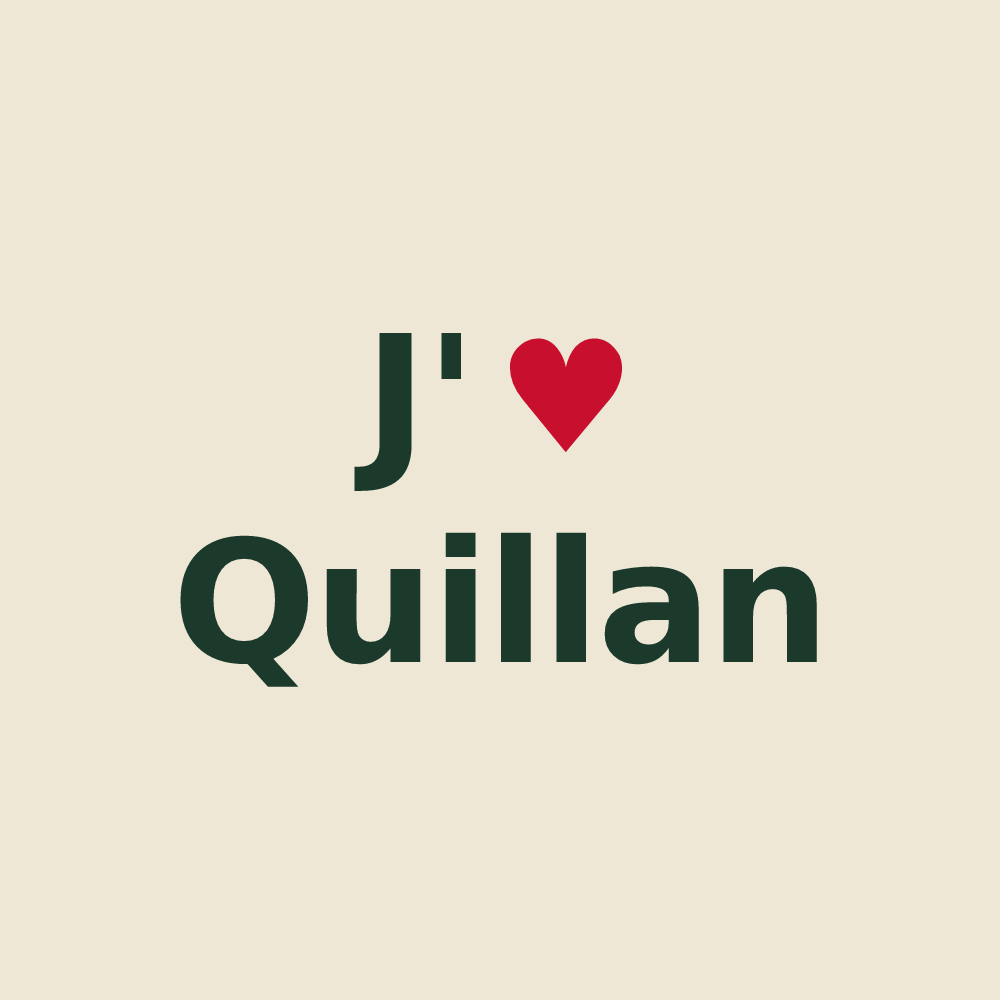 Tote bag personnalisé Quillan — design J'aime Quillan