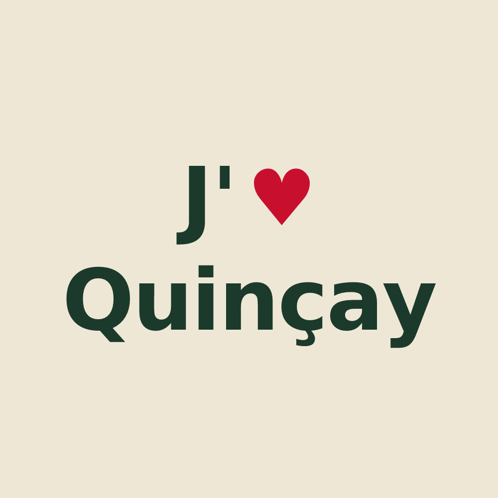 Tote bag personnalisé Quinçay — design J'aime Quinçay