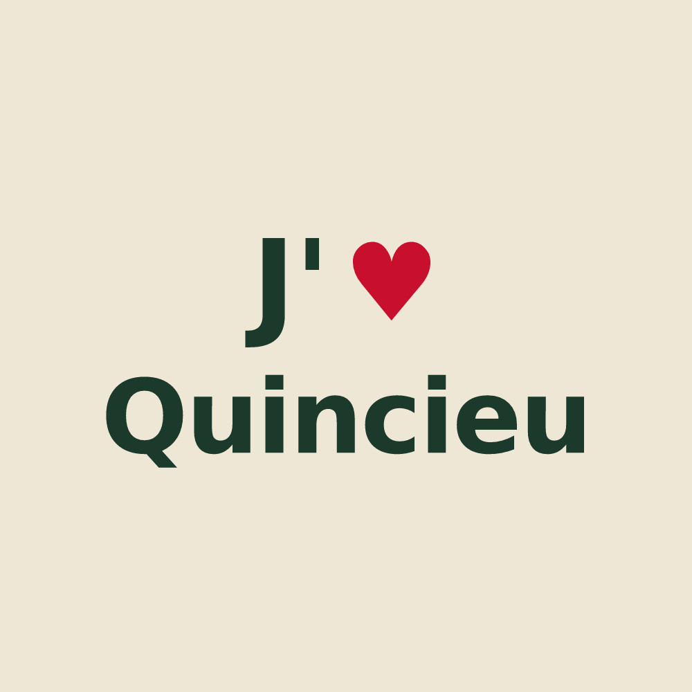 Tote bag personnalisé Quincieu — design J'aime Quincieu