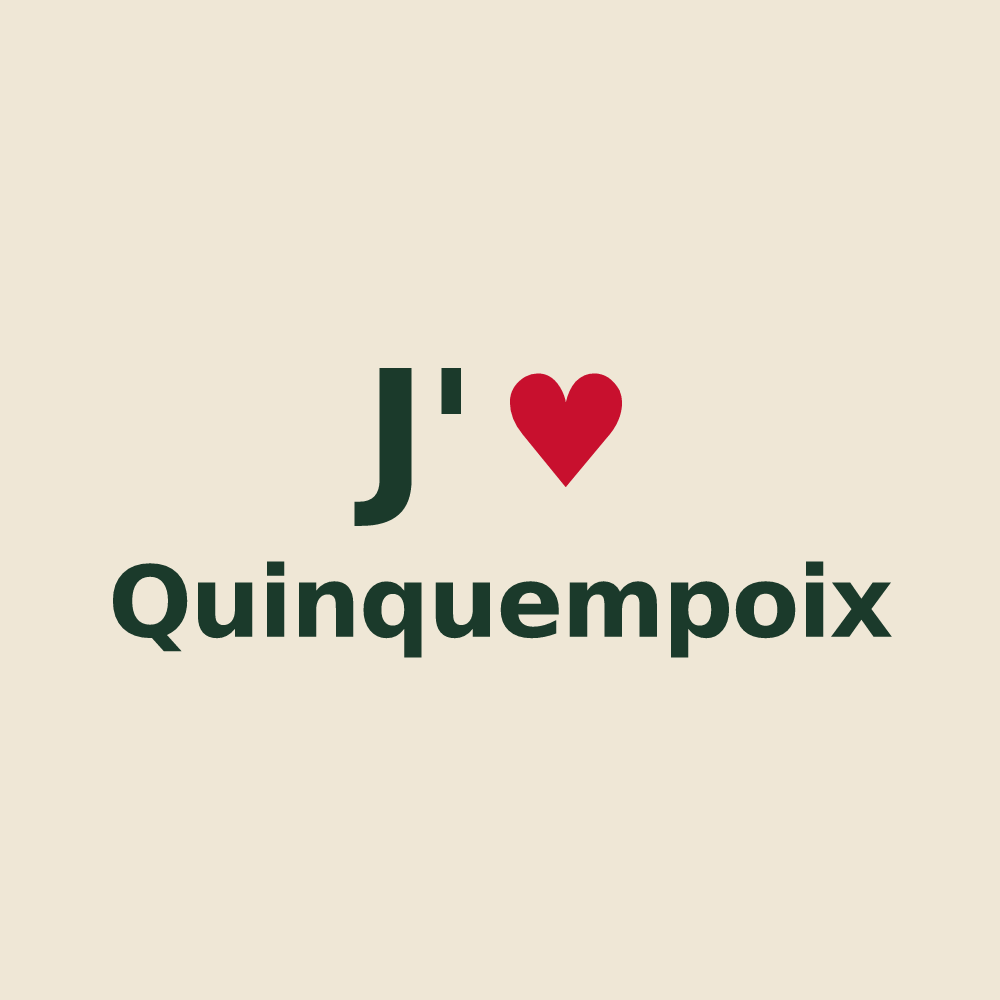 Tote bag personnalisé Quinquempoix — design J'aime Quinquempoix