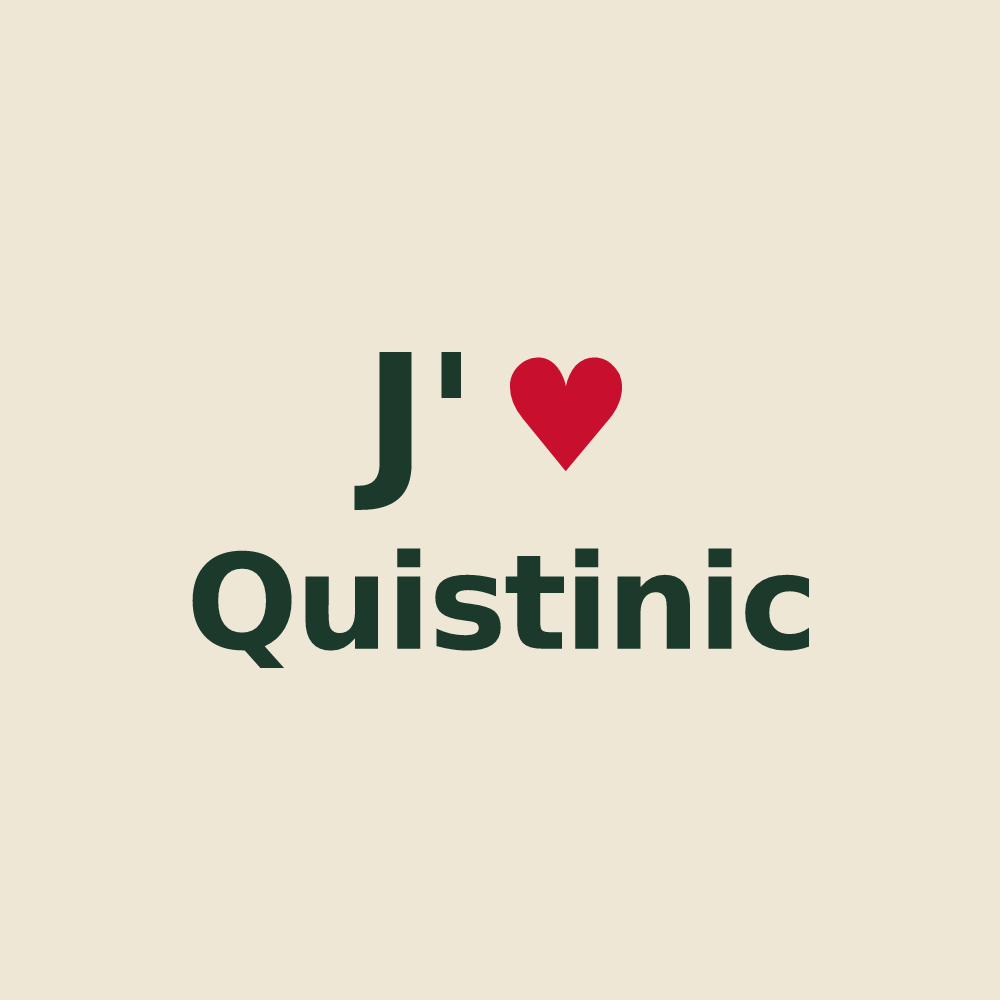 Tote bag personnalisé Quistinic — design J'aime Quistinic
