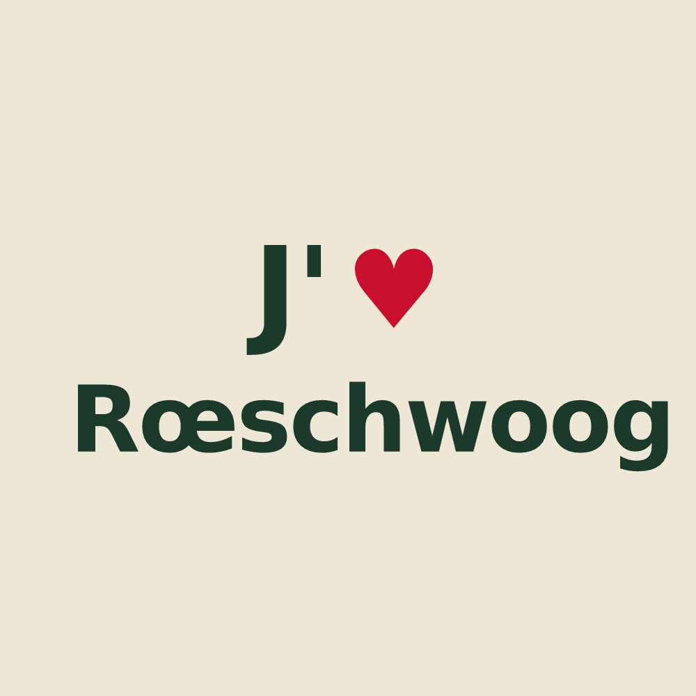 Tote bag personnalisé Rœschwoog — design J'aime Rœschwoog
