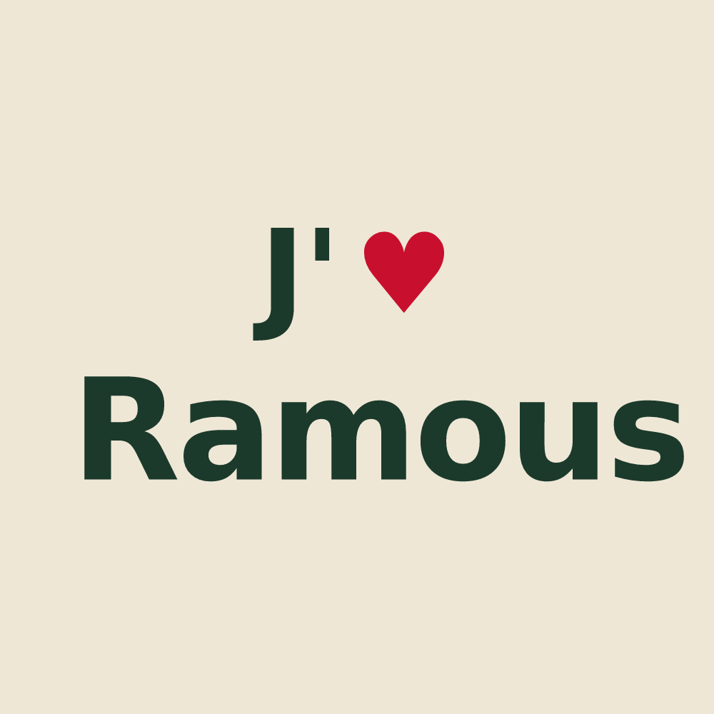 Tote bag personnalisé Ramous — design J'aime Ramous