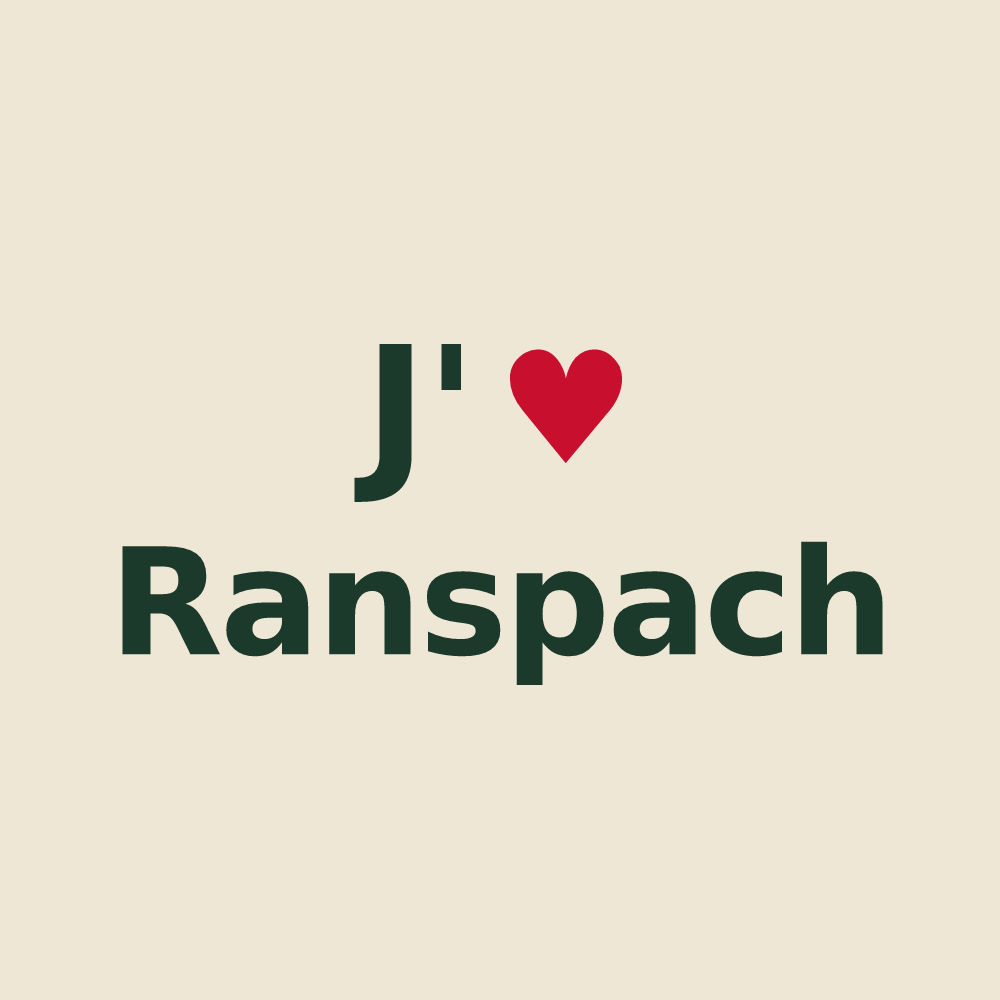 Tote bag personnalisé Ranspach — design J'aime Ranspach