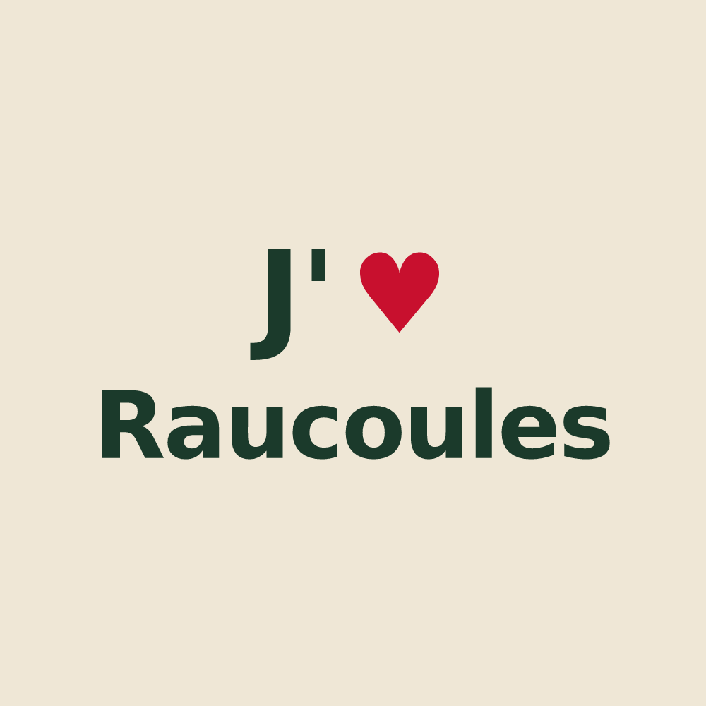 Tote bag personnalisé Raucoules — design J'aime Raucoules