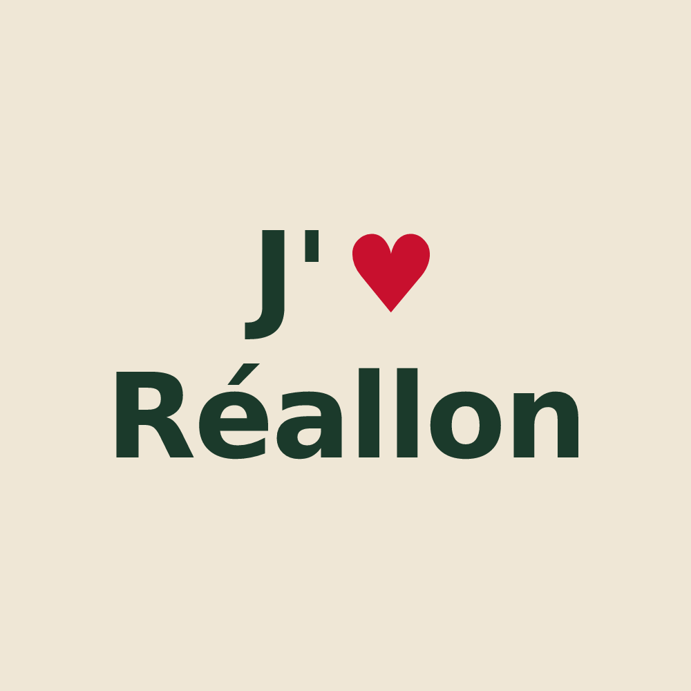 Tote bag personnalisé Réallon — design J'aime Réallon