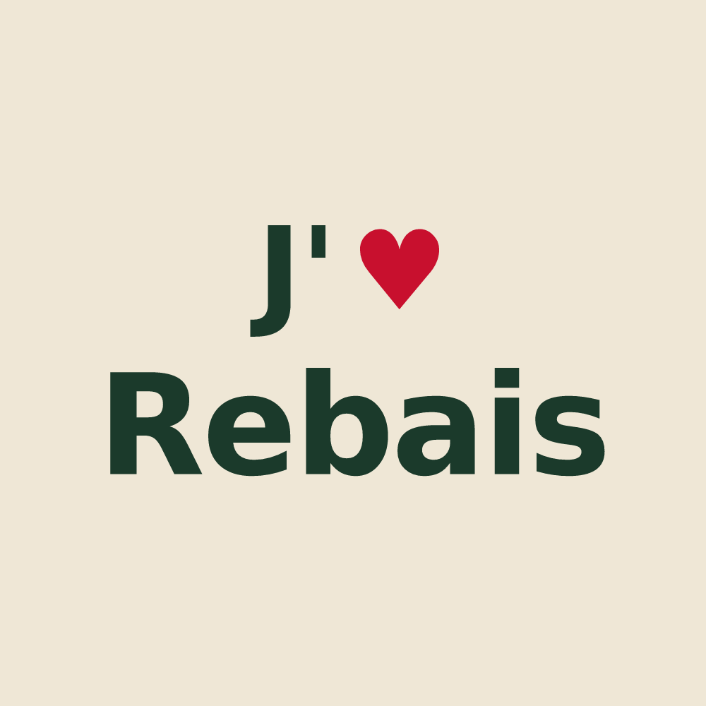 Tote bag personnalisé Rebais — design J'aime Rebais