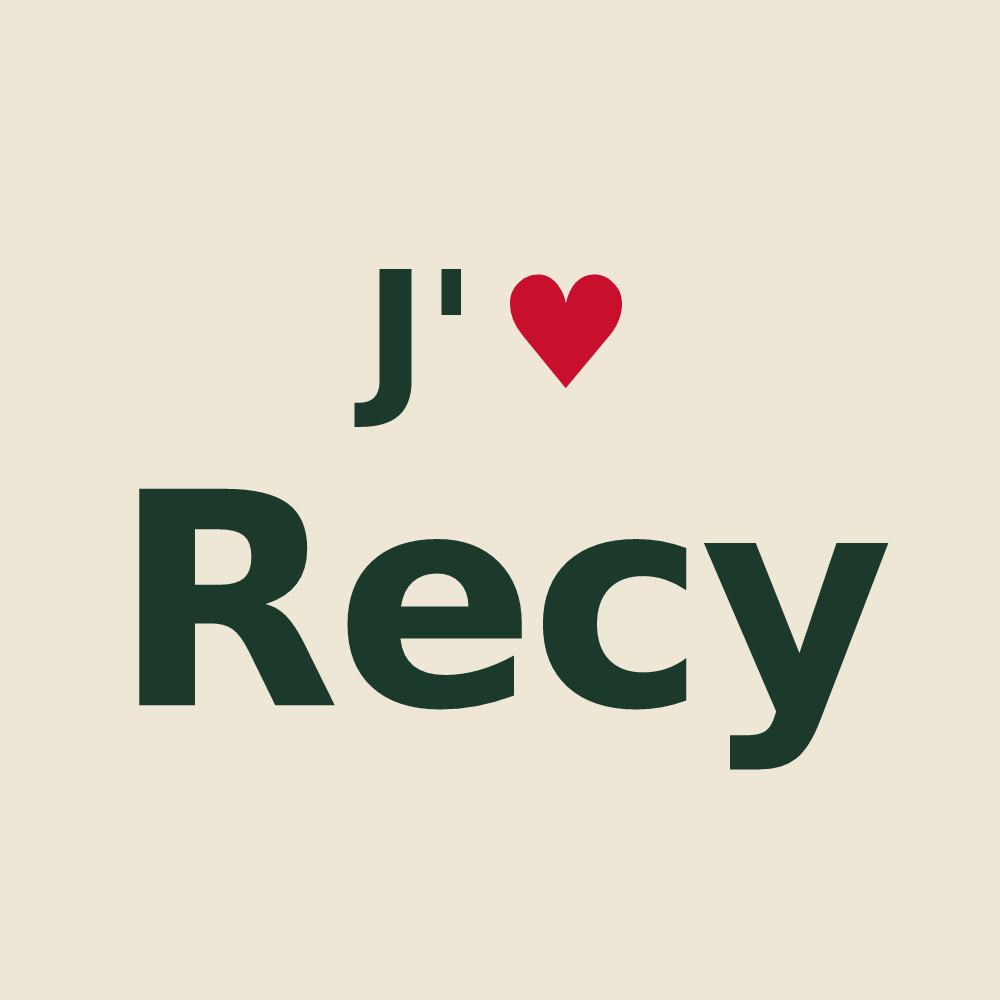 Tote bag personnalisé Recy — design « J'aime Recy » imprimé sur le tote bag