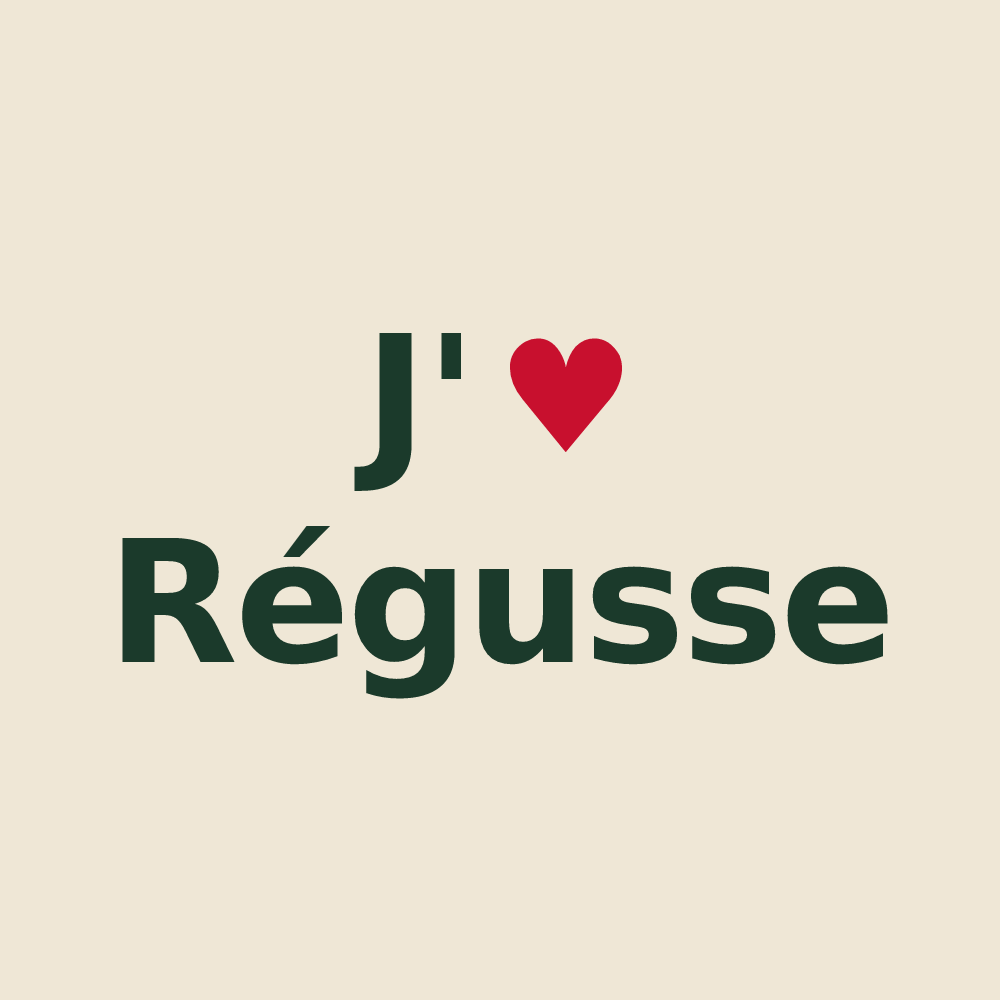 Tote bag personnalisé Régusse — design J'aime Régusse