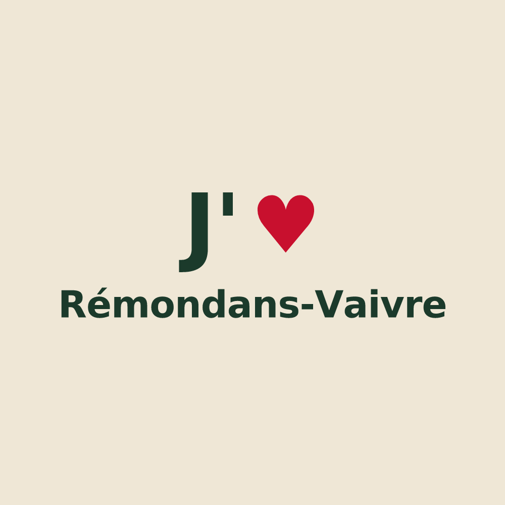 Tote bag personnalisé Rémondans-Vaivre — design « J'aime Rémondans-Vaivre » imprimé sur le tote bag