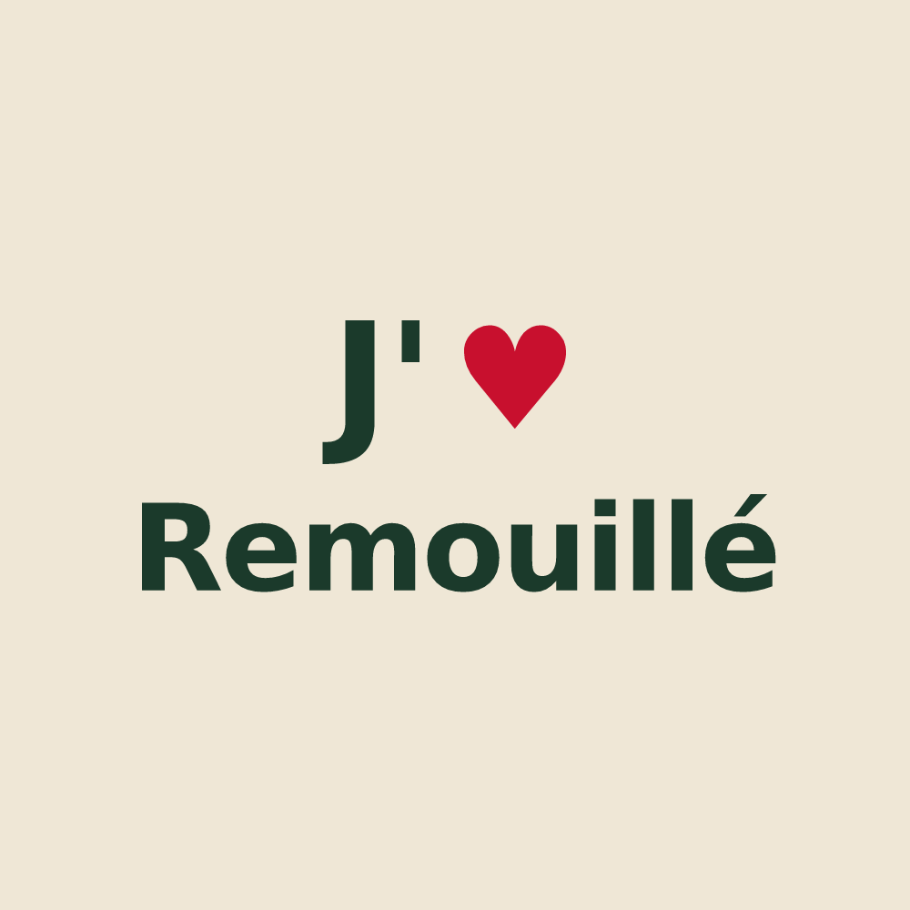 Tote bag personnalisé Remouillé — design « J'aime Remouillé » imprimé sur le tote bag