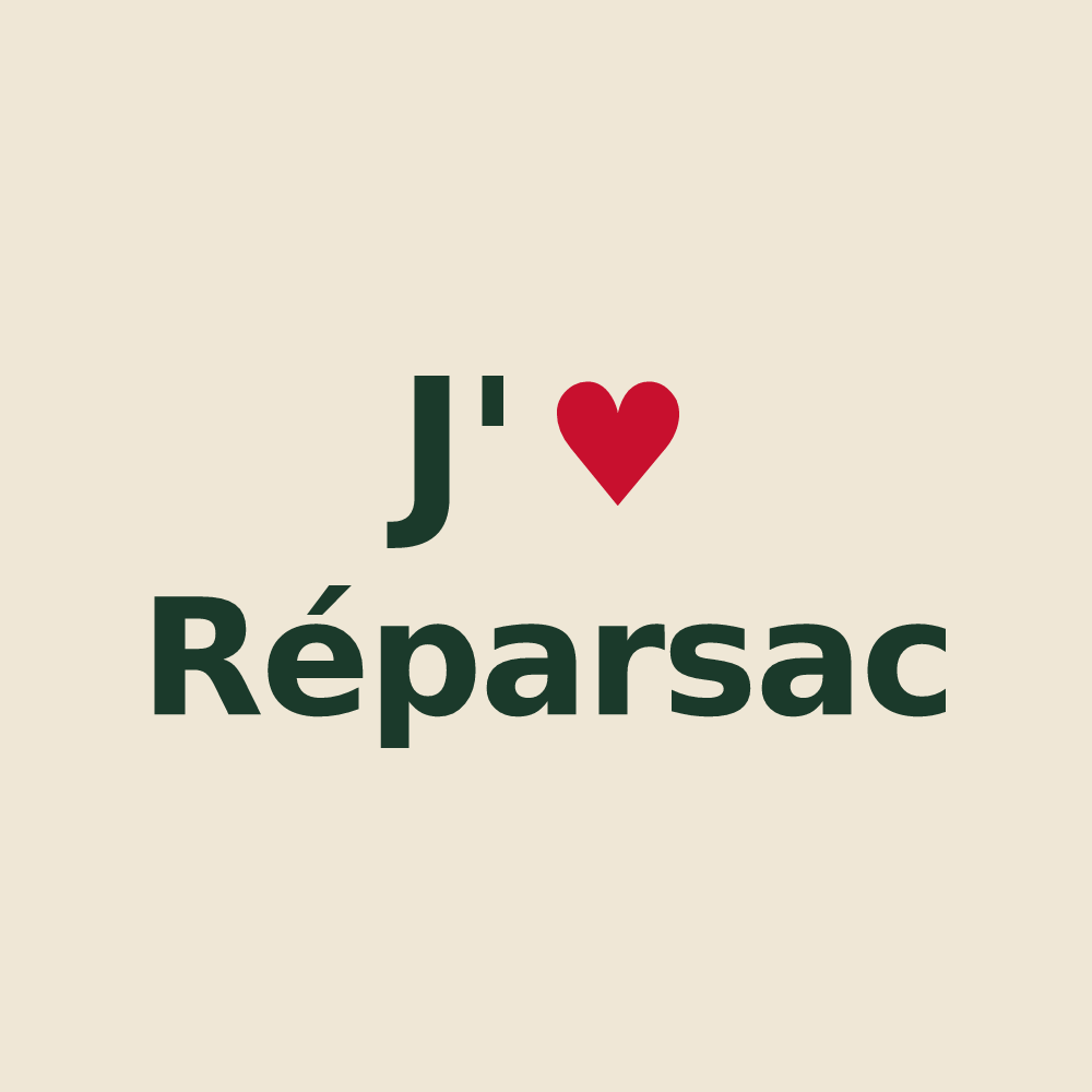Tote bag personnalisé Réparsac — design J'aime Réparsac