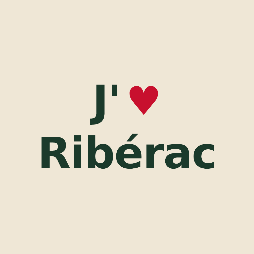 Tote bag personnalisé Ribérac — design « J'aime Ribérac » imprimé sur le tote bag