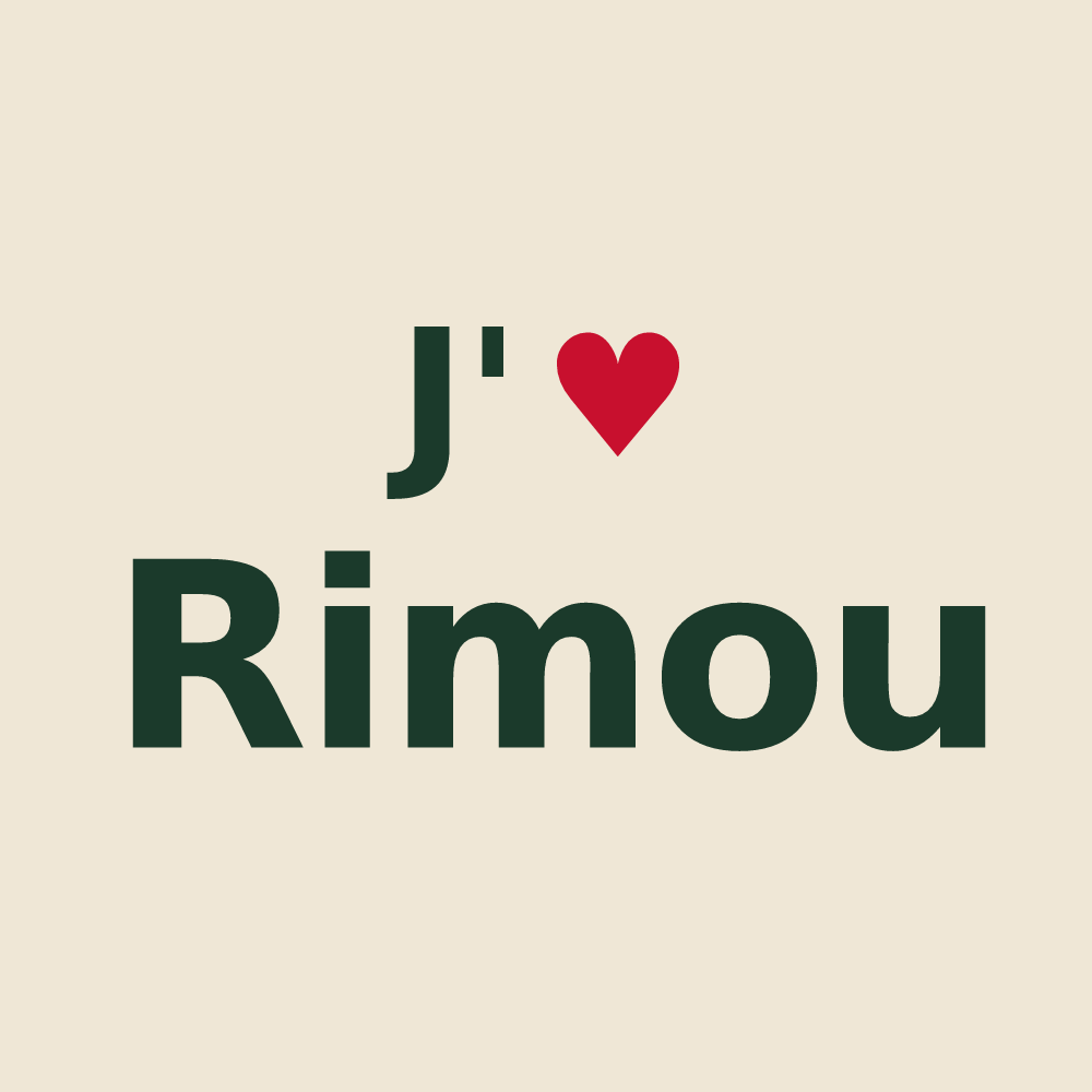 Tote bag personnalisé Rimou — design « J'aime Rimou » imprimé sur le tote bag