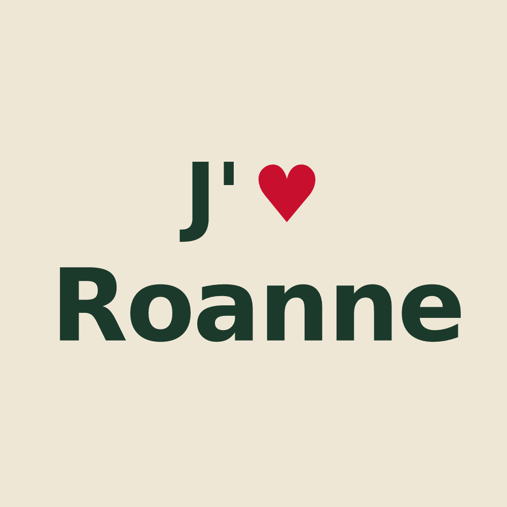 Tote bag personnalisé Roanne — design J'aime Roanne