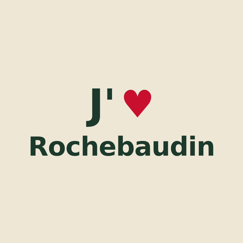Tote bag personnalisé Rochebaudin — design J'aime Rochebaudin