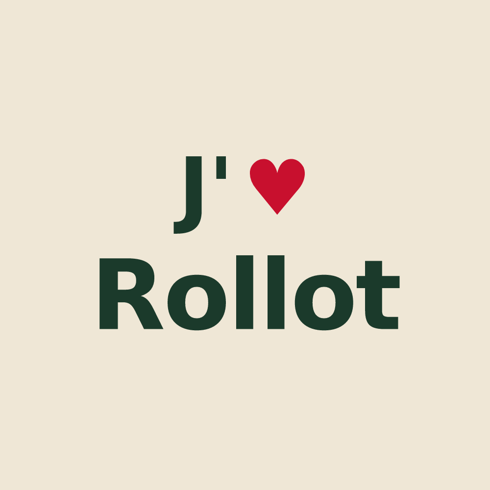 Tote bag personnalisé Rollot — design « J'aime Rollot » imprimé sur le tote bag