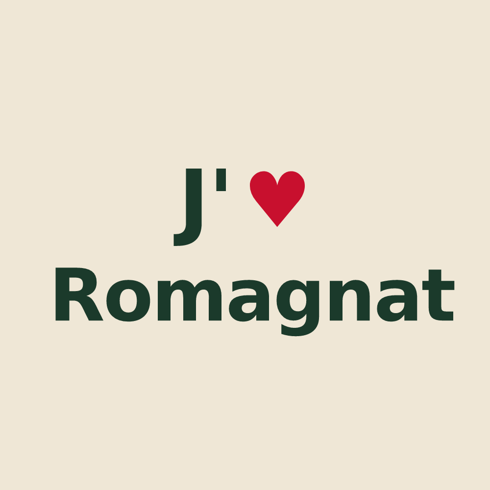 Tote bag personnalisé Romagnat — design J'aime Romagnat