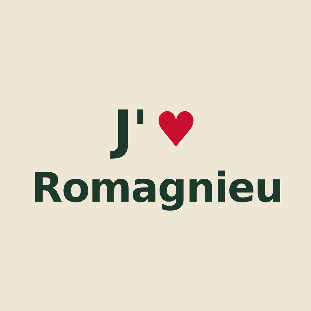 Tote bag personnalisé Romagnieu — design J'aime Romagnieu