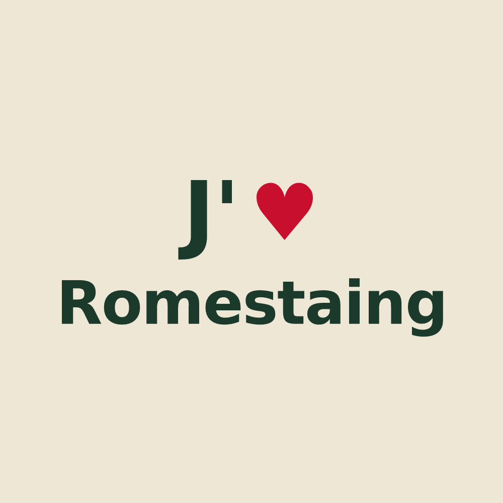 Tote bag personnalisé Romestaing — design J'aime Romestaing