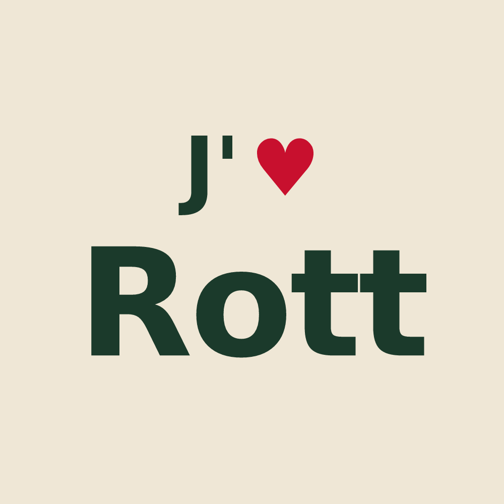 Tote bag personnalisé Rott — design « J'aime Rott » imprimé sur le tote bag