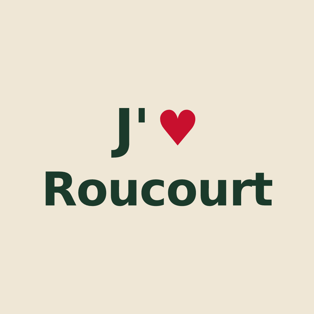 Tote bag personnalisé Roucourt — design « J'aime Roucourt » imprimé sur le tote bag