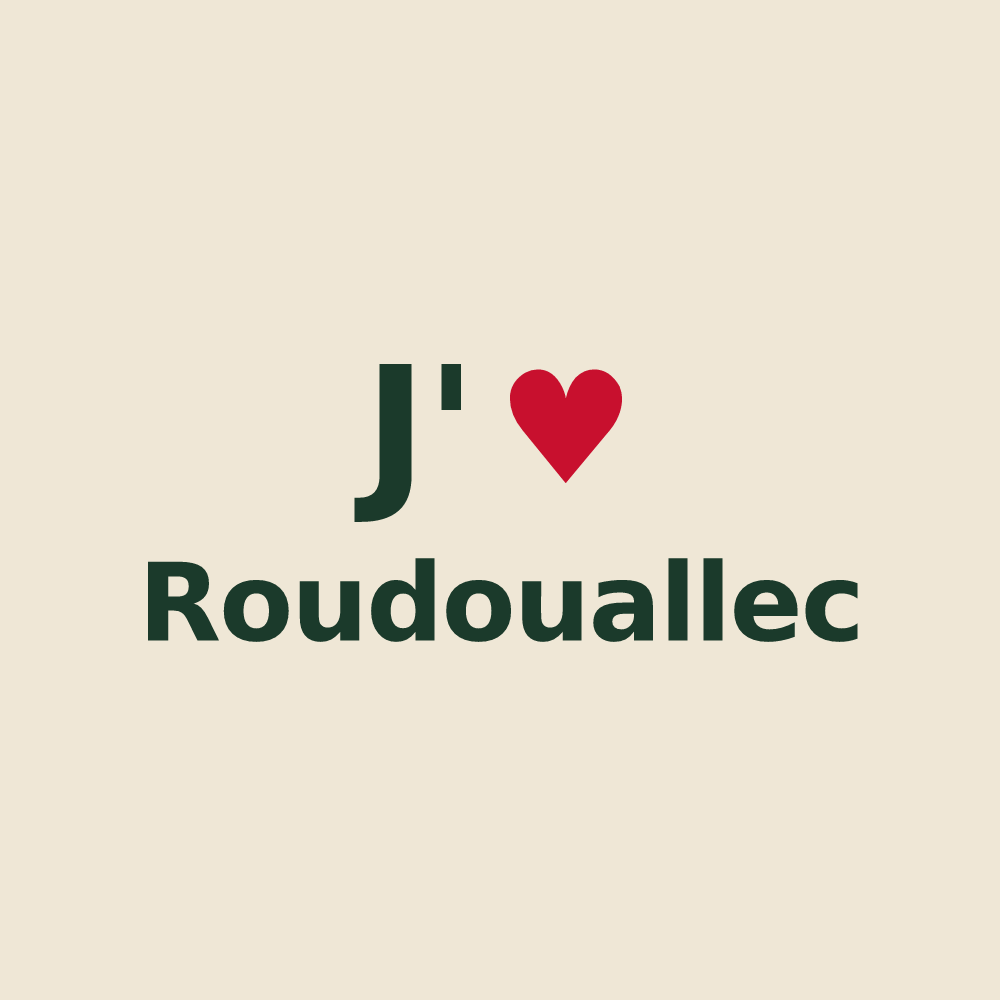 Tote bag personnalisé Roudouallec — design « J'aime Roudouallec » imprimé sur le tote bag