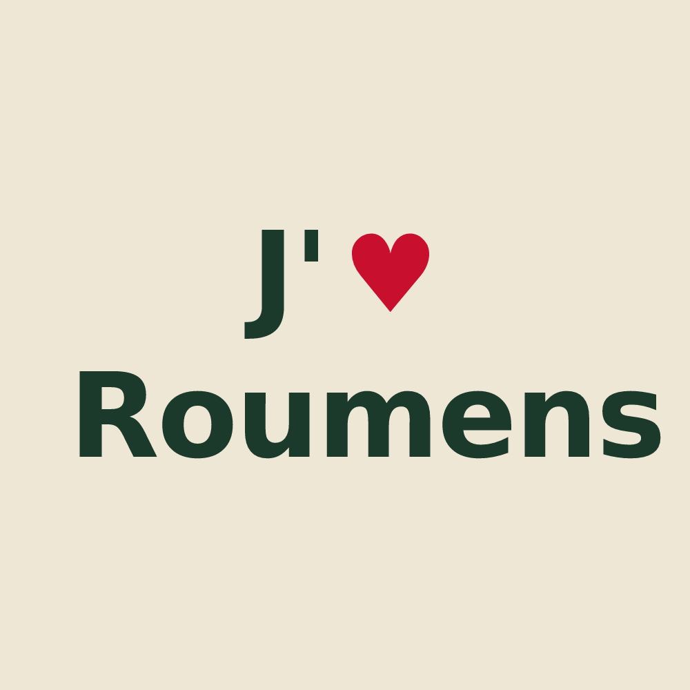 Tote bag personnalisé Roumens — design J'aime Roumens