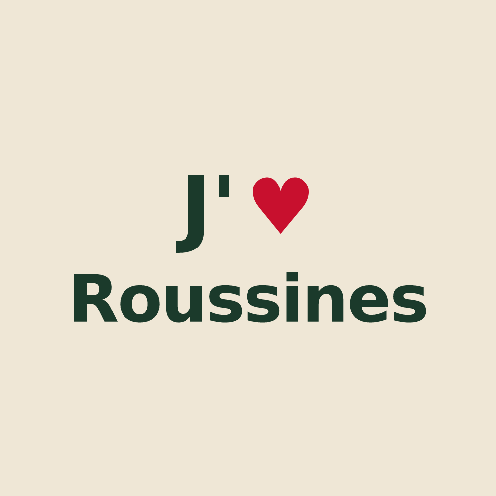 Tote bag personnalisé Roussines — design J'aime Roussines