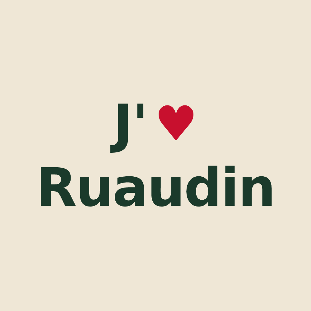 Tote bag personnalisé Ruaudin — design « J'aime Ruaudin » imprimé sur le tote bag