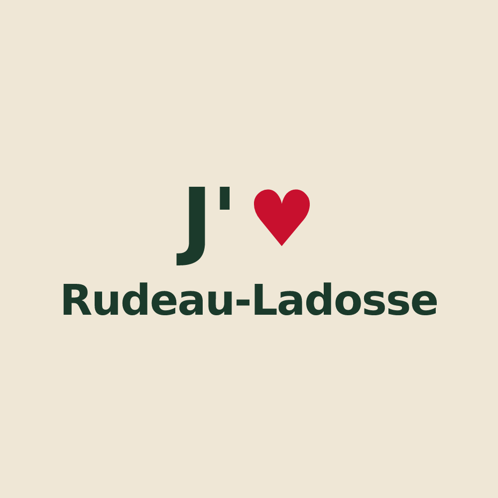 Tote bag personnalisé Rudeau-Ladosse — design J'aime Rudeau-Ladosse