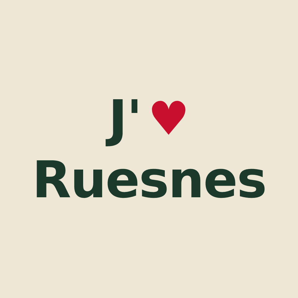 Tote bag personnalisé Ruesnes — design J'aime Ruesnes