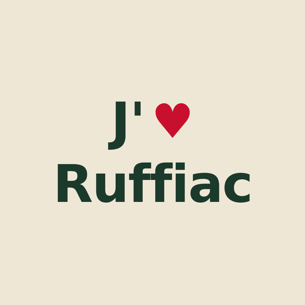 Tote bag personnalisé Ruffiac — design J'aime Ruffiac
