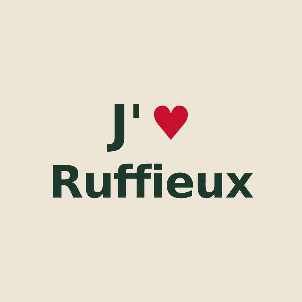 Tote bag personnalisé Ruffieux — design J'aime Ruffieux