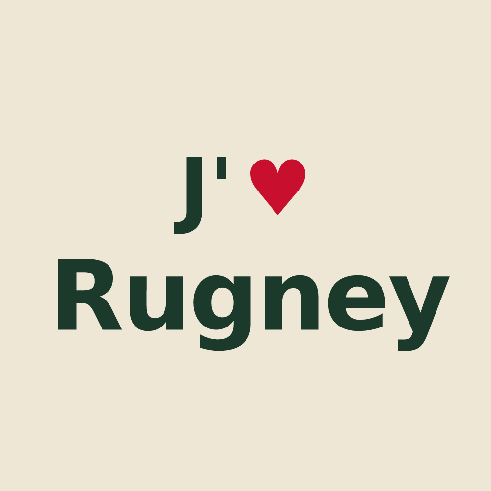 Tote bag personnalisé Rugney — design J'aime Rugney