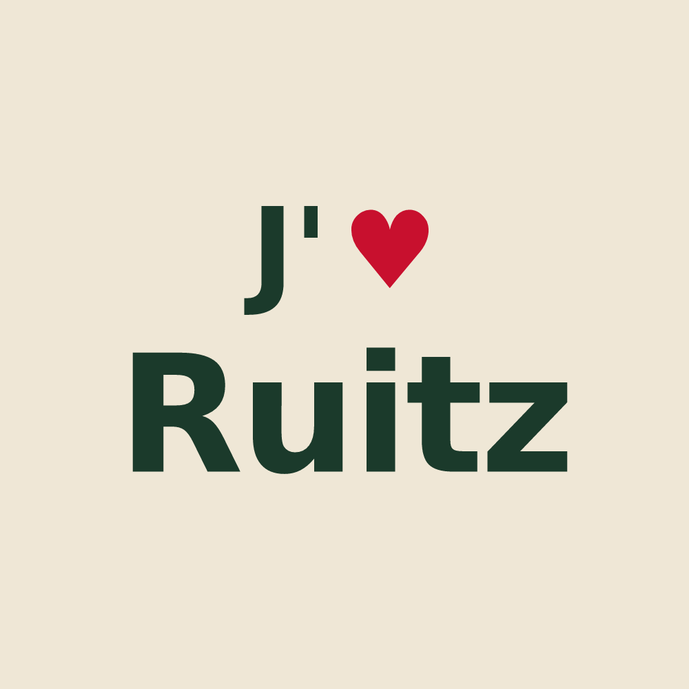 Tote bag personnalisé Ruitz — design « J'aime Ruitz » imprimé sur le tote bag