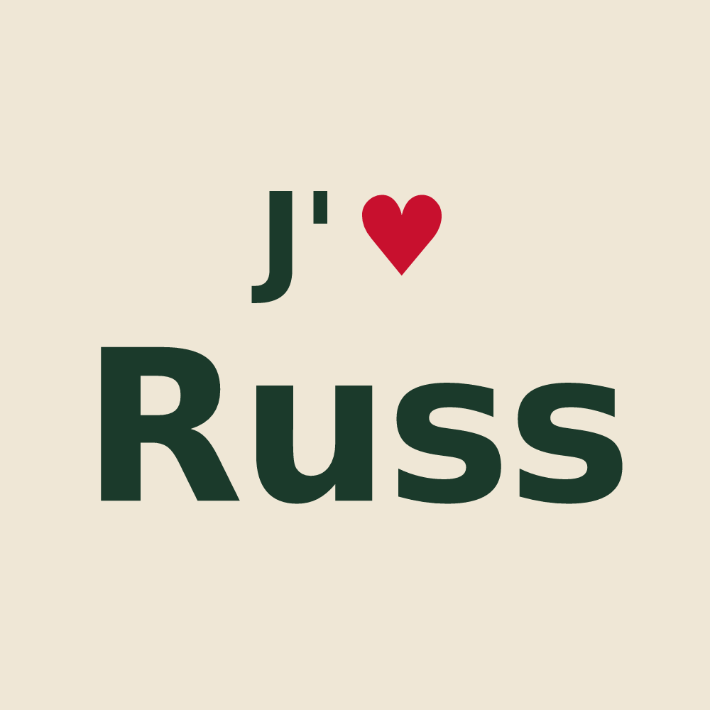 Tote bag personnalisé Russ — design « J'aime Russ » imprimé sur le tote bag