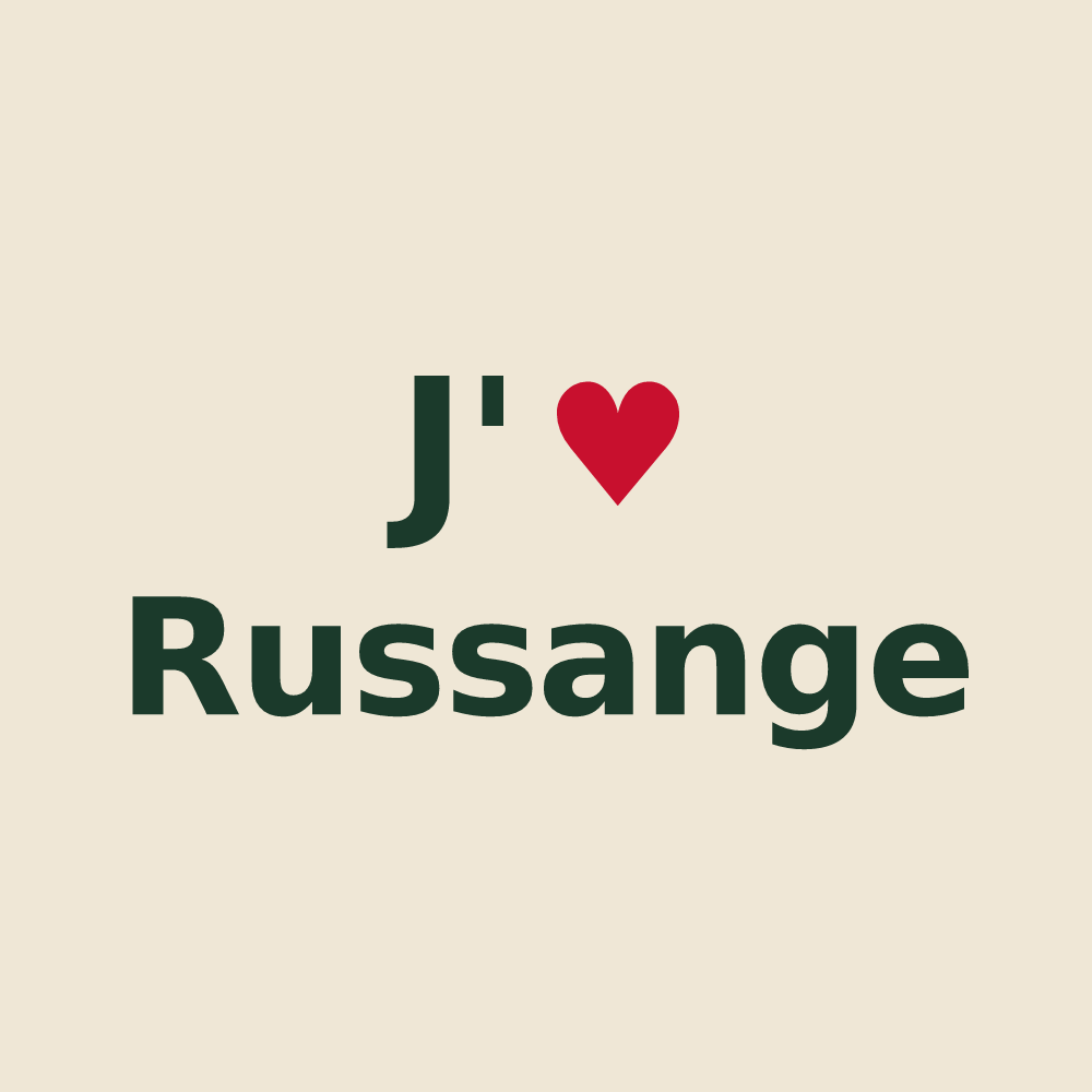 Tote bag personnalisé Russange — design « J'aime Russange » imprimé sur le tote bag