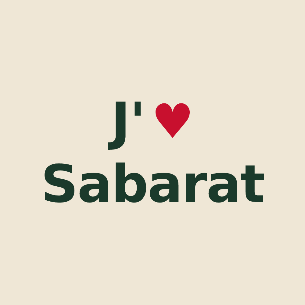 Tote bag personnalisé Sabarat — design J'aime Sabarat