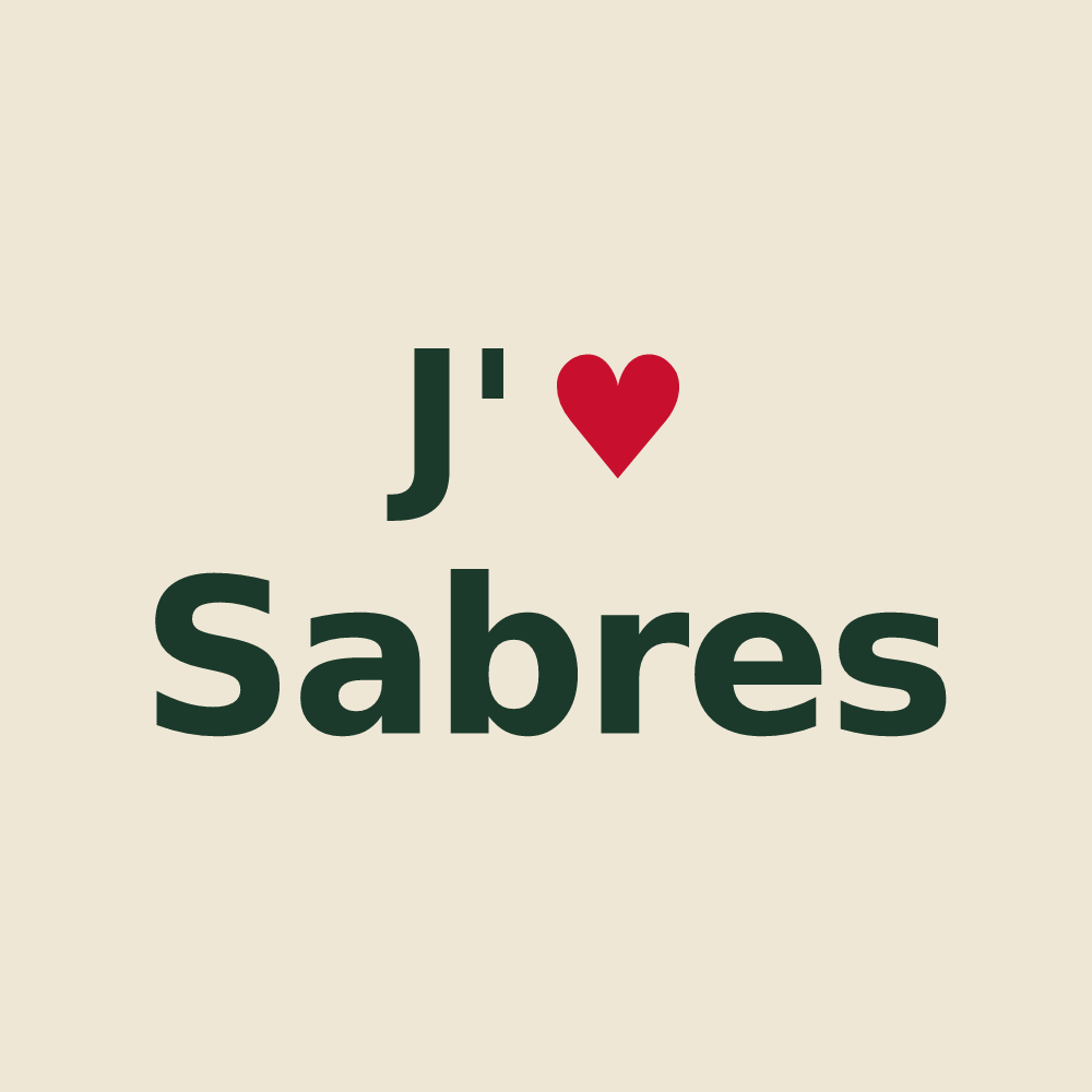 Tote bag personnalisé Sabres — design « J'aime Sabres » imprimé sur le tote bag