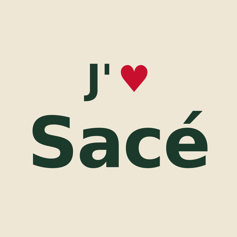 Tote bag personnalisé Sacé — design « J'aime Sacé » imprimé sur le tote bag