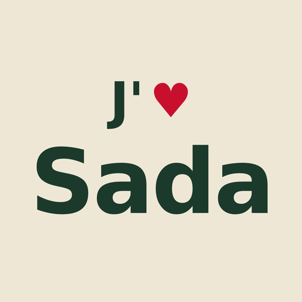 Tote bag personnalisé Sada — design « J'aime Sada » imprimé sur le tote bag