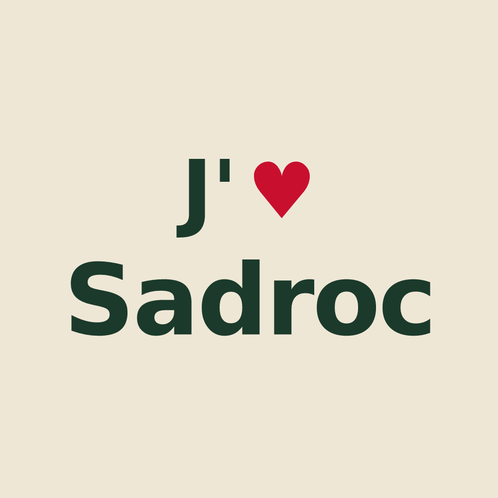 Tote bag personnalisé Sadroc — design J'aime Sadroc