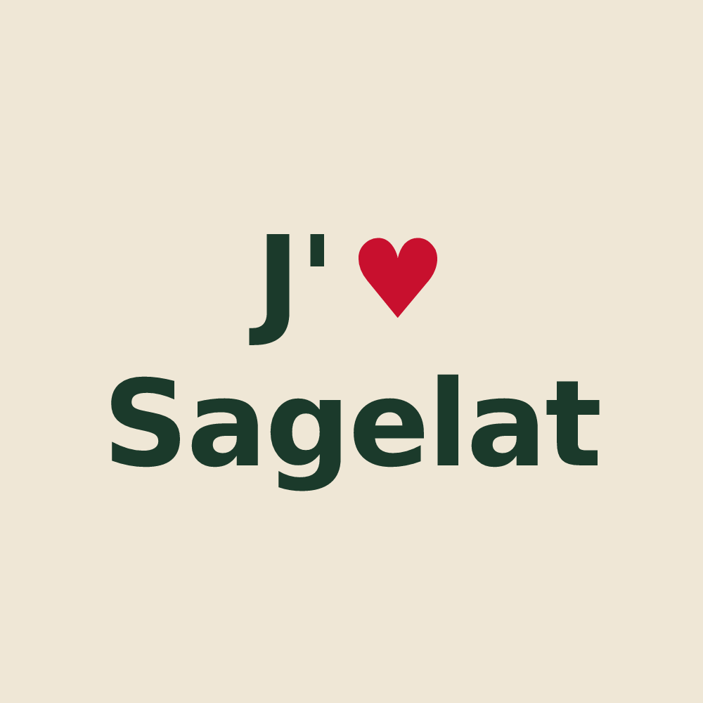 Tote bag personnalisé Sagelat — design J'aime Sagelat
