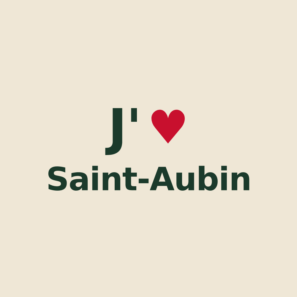 Tote bag personnalisé Saint-Aubin — design « J'aime Saint-Aubin » imprimé sur le tote bag